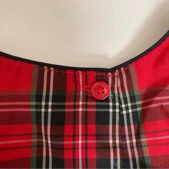 Oshkosh B’Gosh Red Tartan Plaid Holiday Christmas Black Bow Formal Dress - Picture 7 of 10